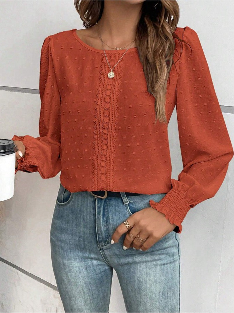 Damen luftige Bluse mit feinem Stickmuster Stalluxe