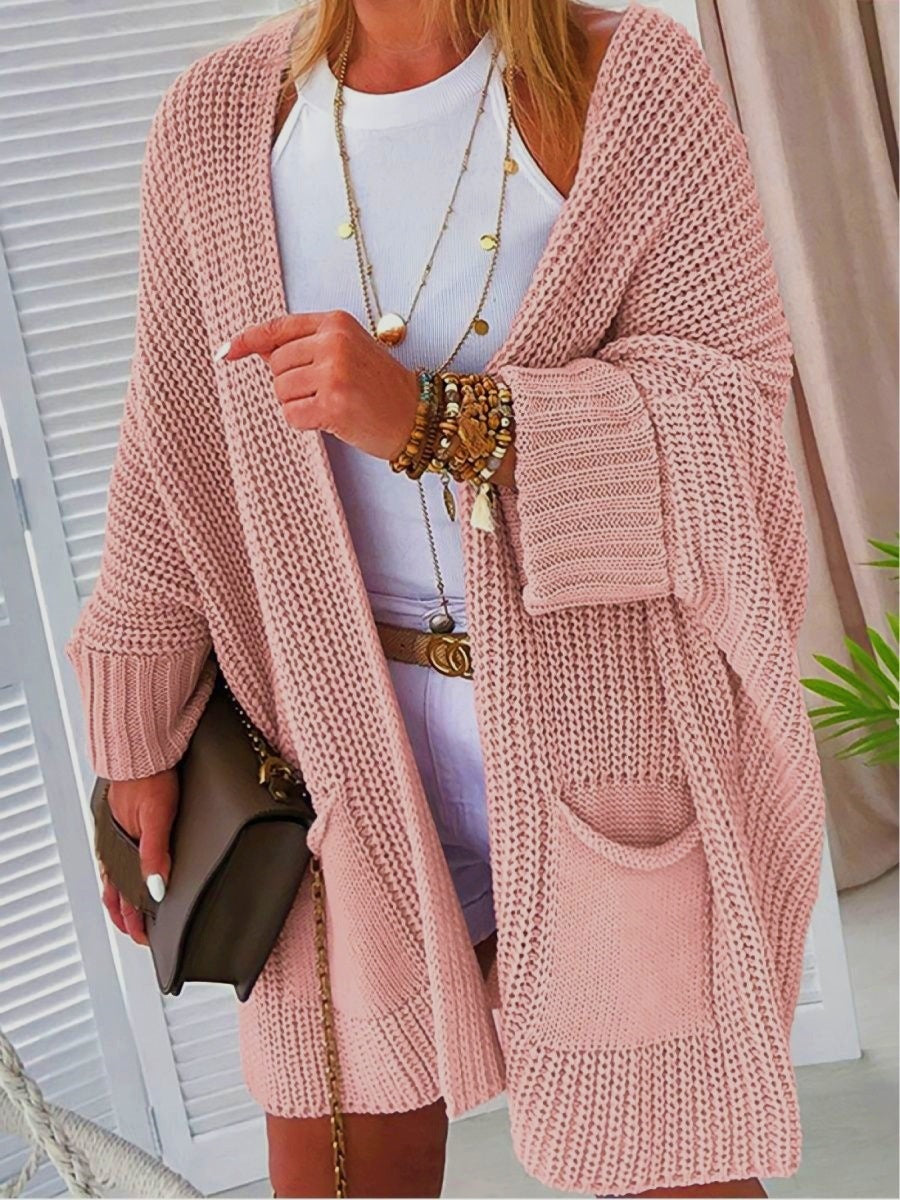 Damen Lässiger Strickcardigan mit praktischen Taschen und voluminösen Ärmeln Stalluxe