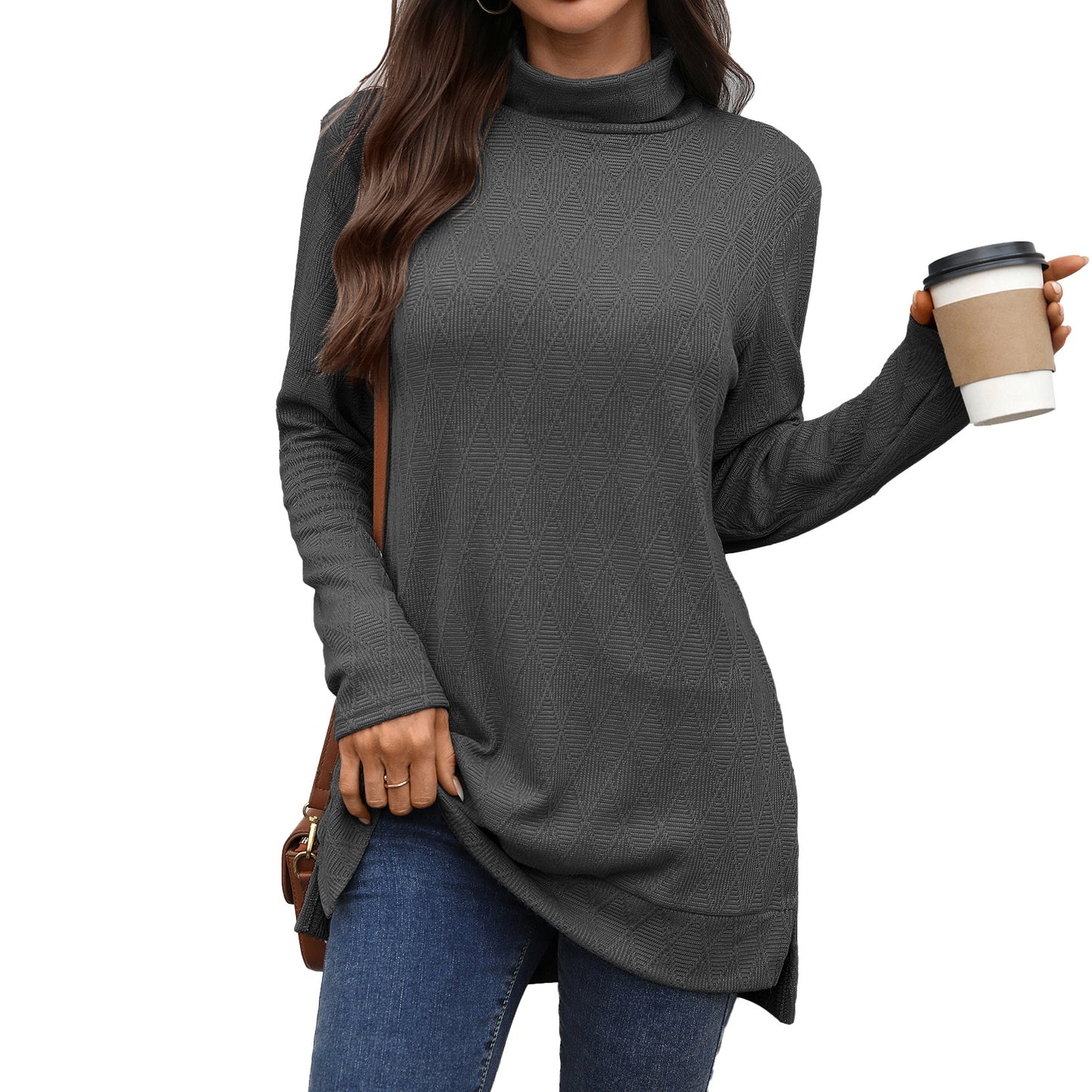 Damen Langarm Sweater mit Stehkragen Stalluxe