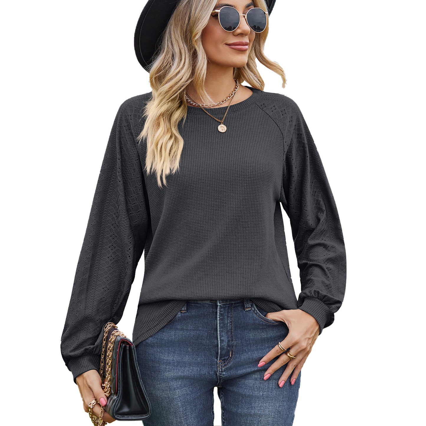 Damen lässiger Pullover mit modischen Strickdetails Stalluxe