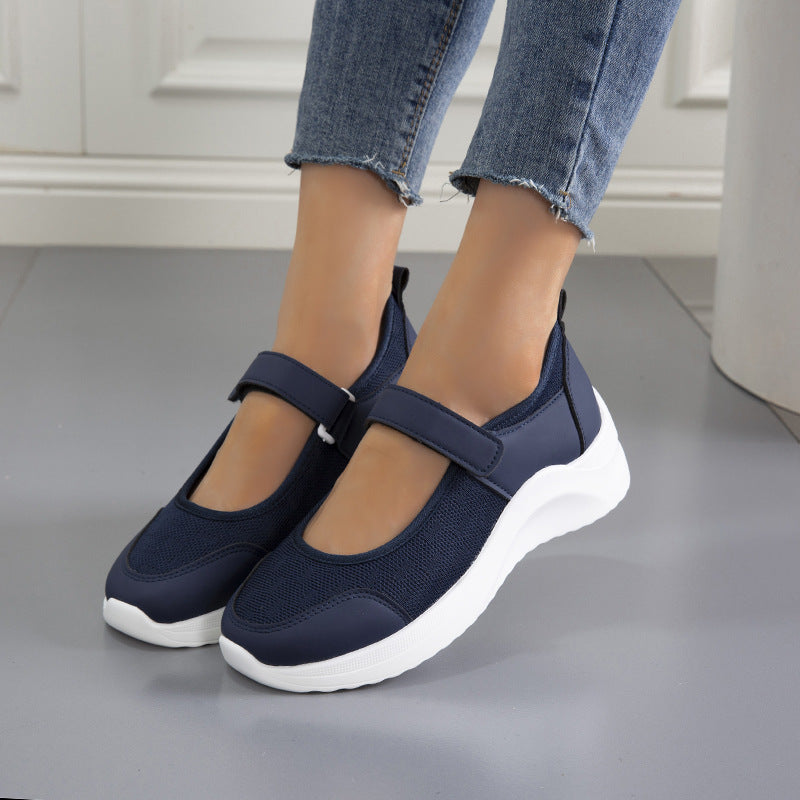 Damen Komfortable Schnürschuhe mit Klettverschluss und atmungsaktiver Netzoberfläche Stalluxe