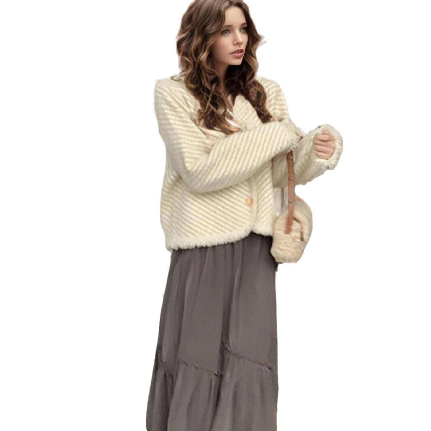 Damen Cocoon-Strickjacke mit Knopfdetails und feinem Strukturmuster Stalluxe
