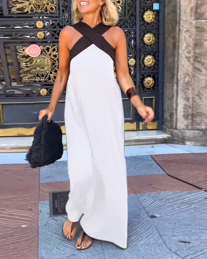 Damen Langes Maxikleid mit Cross-Over-Trägern und elegantem Schnitt Stalluxe