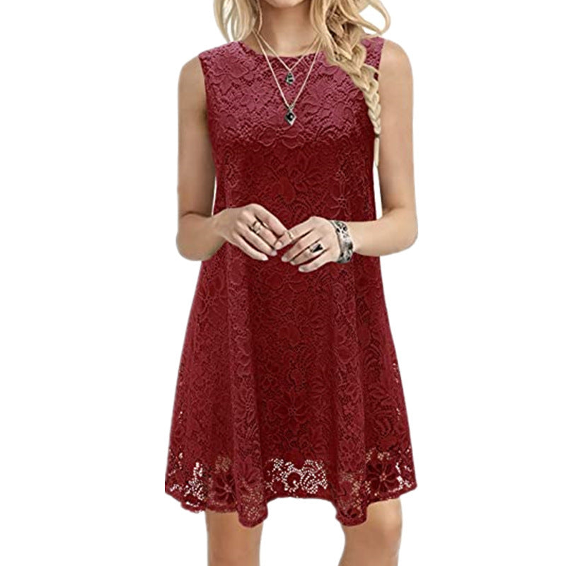 Damen elegantes Spitzenkleid mit A-Linien-Schnitt Stalluxe