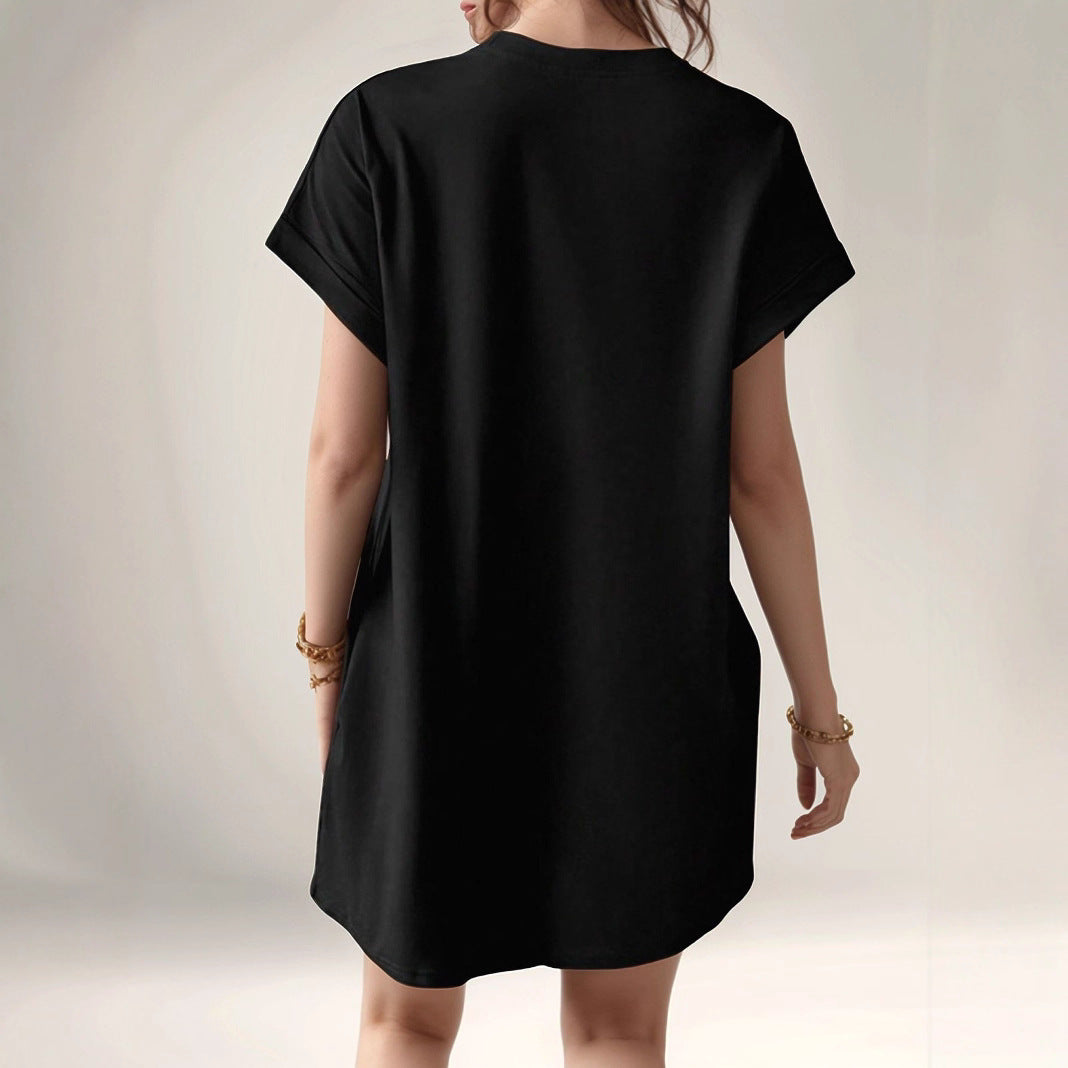 Damen lässiges T-Shirt Kleid mit tiefen Seitentaschen und bequemem Schnitt Stalluxe