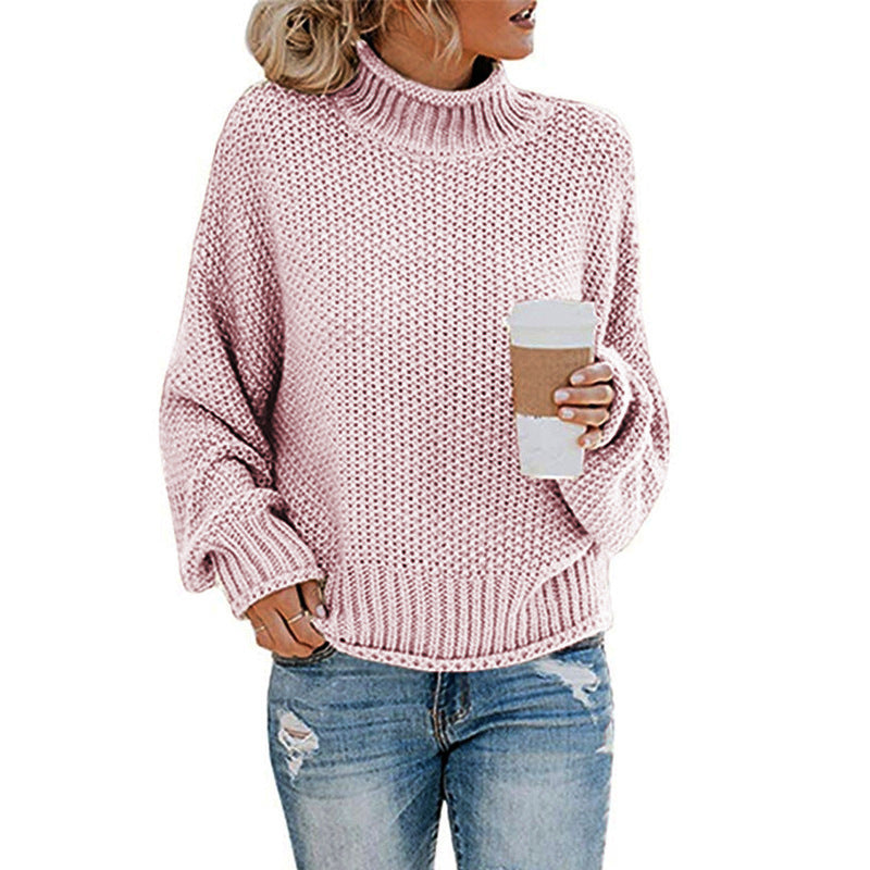 Damen Grobstrickpullover mit hohem Kragen Stalluxe