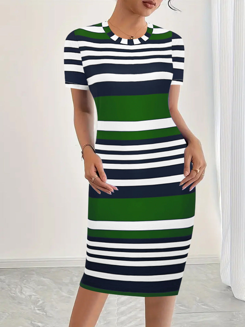 Damen gestreiftes Bodycon Midi Kleid Stalluxe