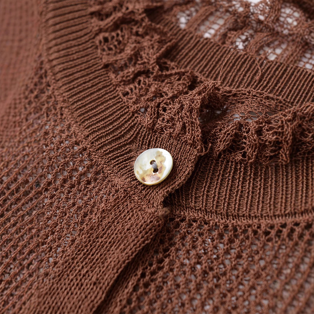 Damen Süßes Strickoberteil mit Rüschendetails und Knopfleiste Stalluxe