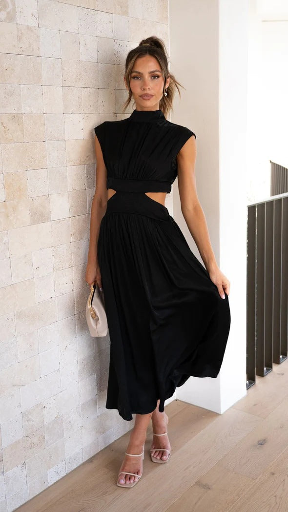 Damen Maxikleid mit elegantem Cut-Out und plissierten Details Stalluxe