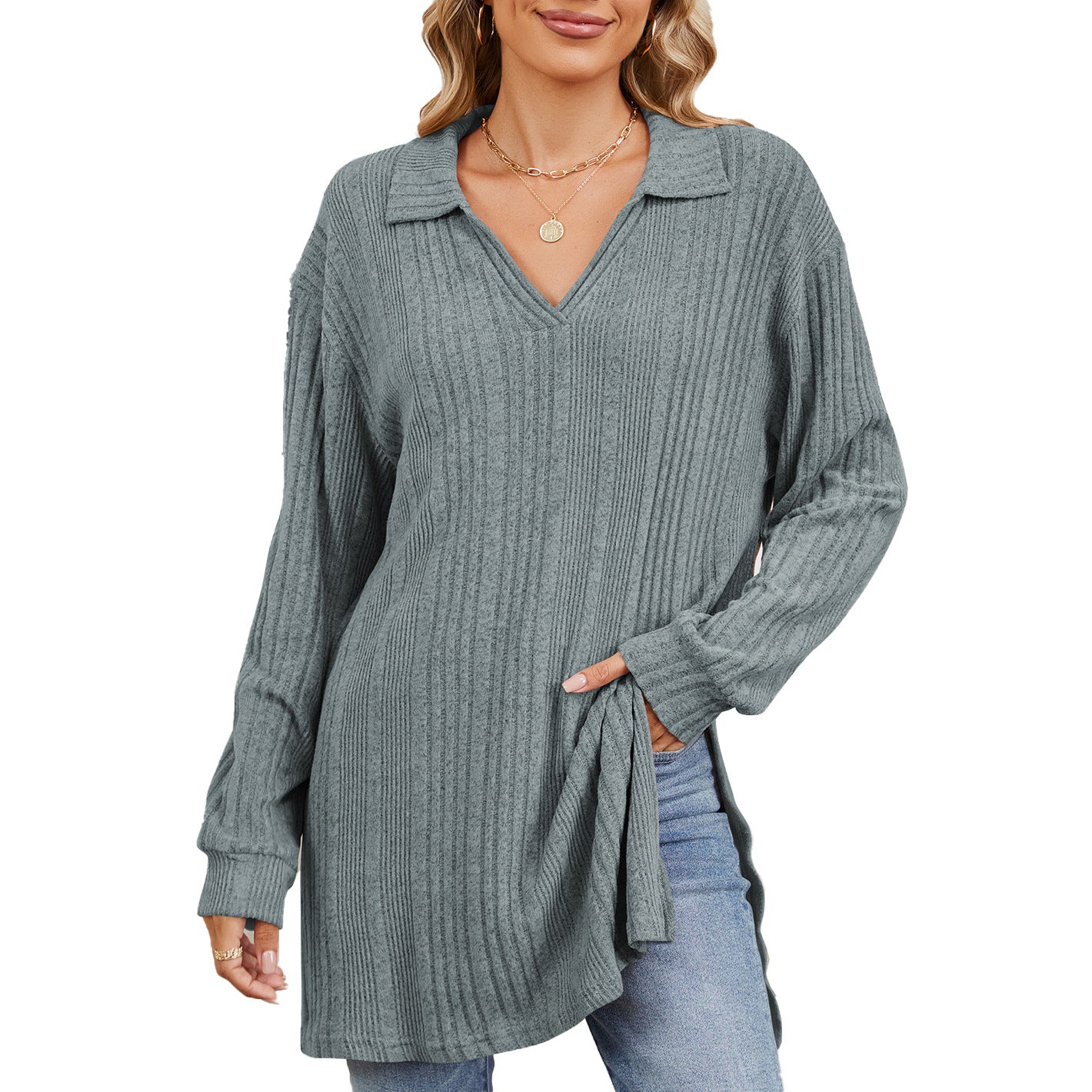 Damen Langarmshirt mit eleganter Struktur und modernem Look Stalluxe