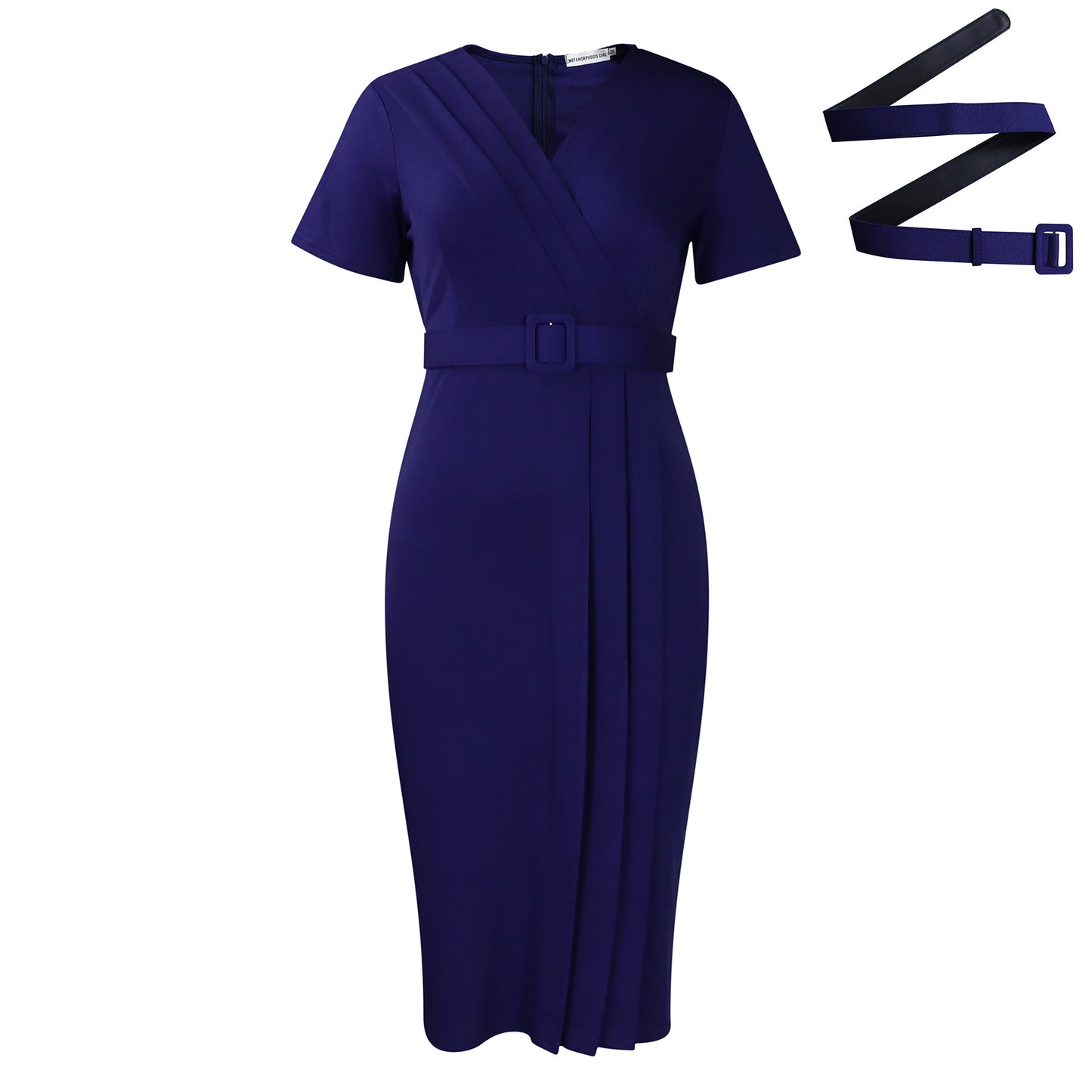 Damen Midi-Kleid mit schickem Wickelverschluss und dekorativem Gürtel Stalluxe