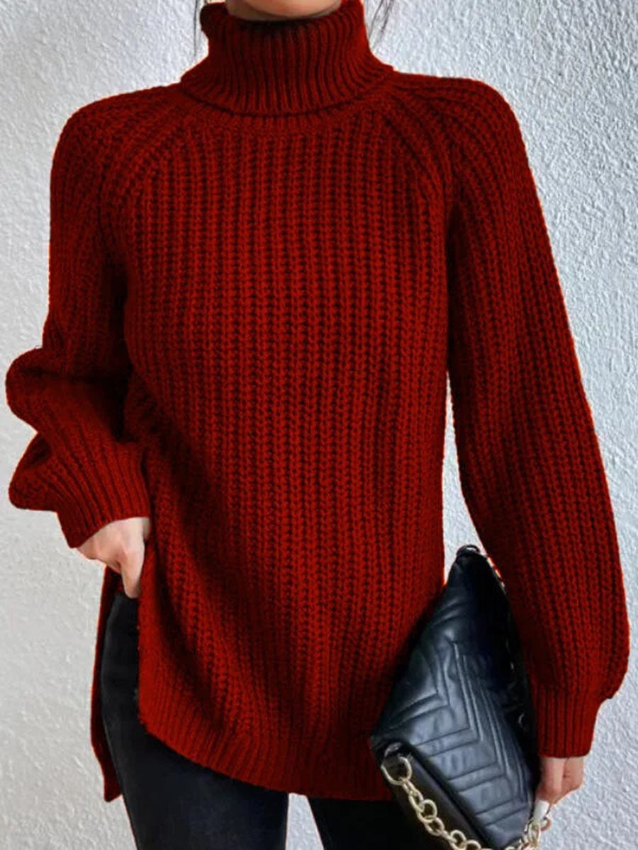 Damen Grobstrickpullover mit hohem Kragen und strukturiertem Muster Stalluxe