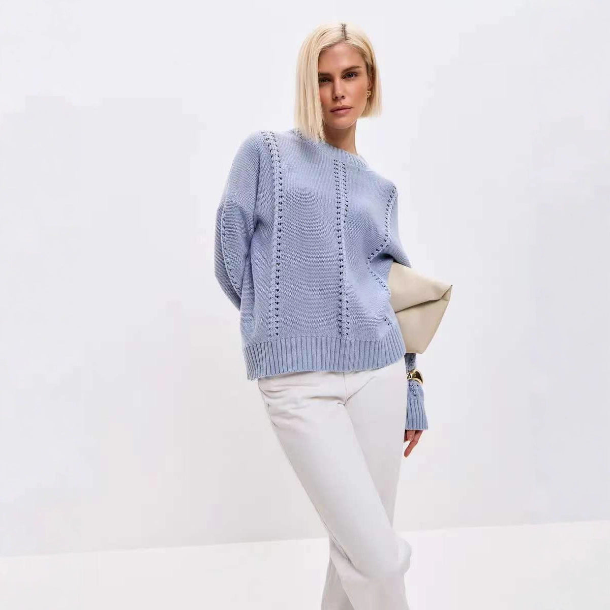 Damen Grober Strickpullover mit eleganter Struktur und weitem Schnitt Stalluxe