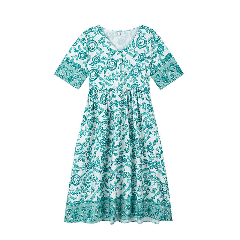 Damen Sommerkleid mit floralem Druck und halbärmeligem Design Stalluxe