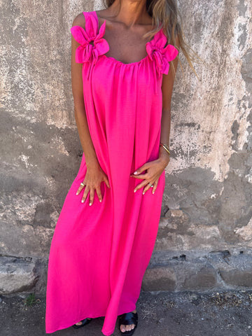 Damen Maxikleid mit verspielten Blumenapplikationen Stalluxe