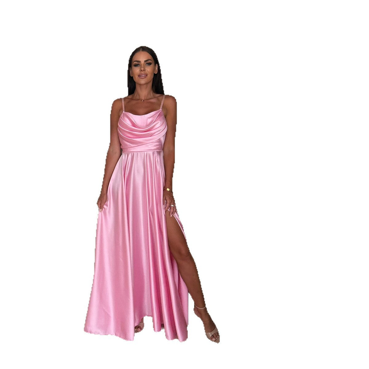 Damen Elegantes Abendkleid mit fließendem Schnitt und seitlichem Schlitz Stalluxe