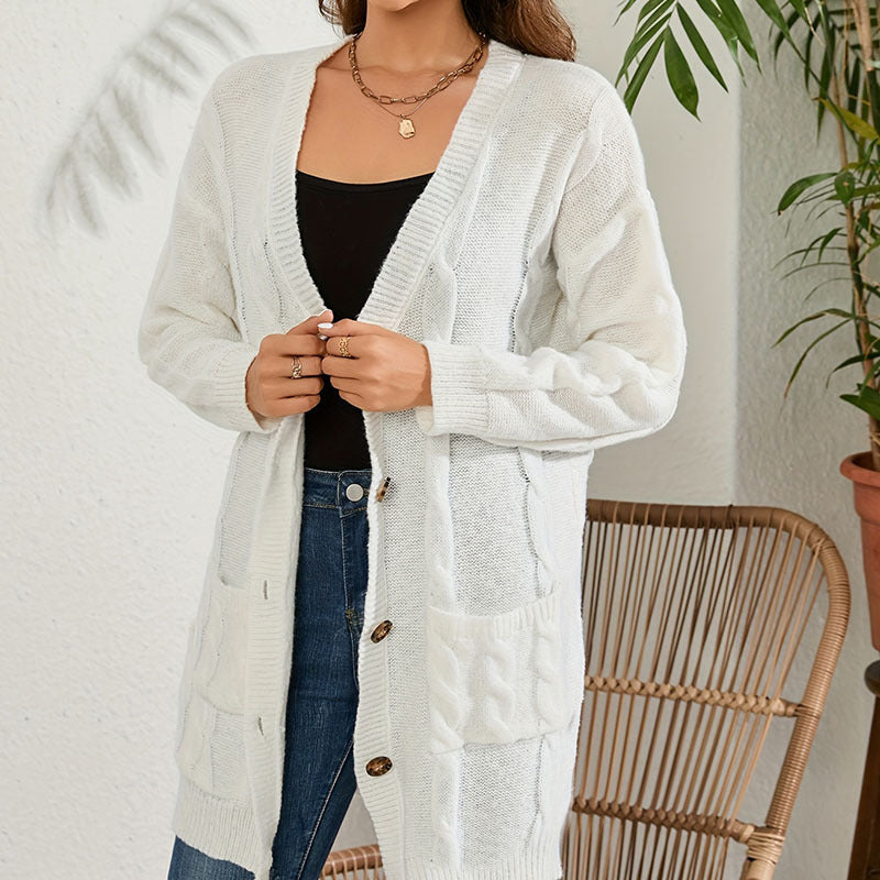 Damen Grobstrick Cardigan mit Taschen und Knopfverschluss Stalluxe