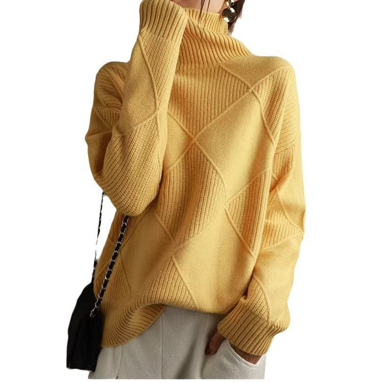 Damen kuscheliger Stehkragenpullover mit strukturiertem Strickmuster Stalluxe
