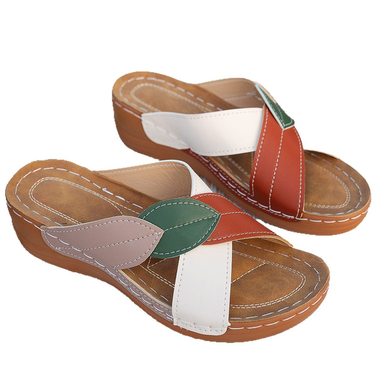 Damen Komfortable Riemensandalen mit modischen Blätterdetails Stalluxe