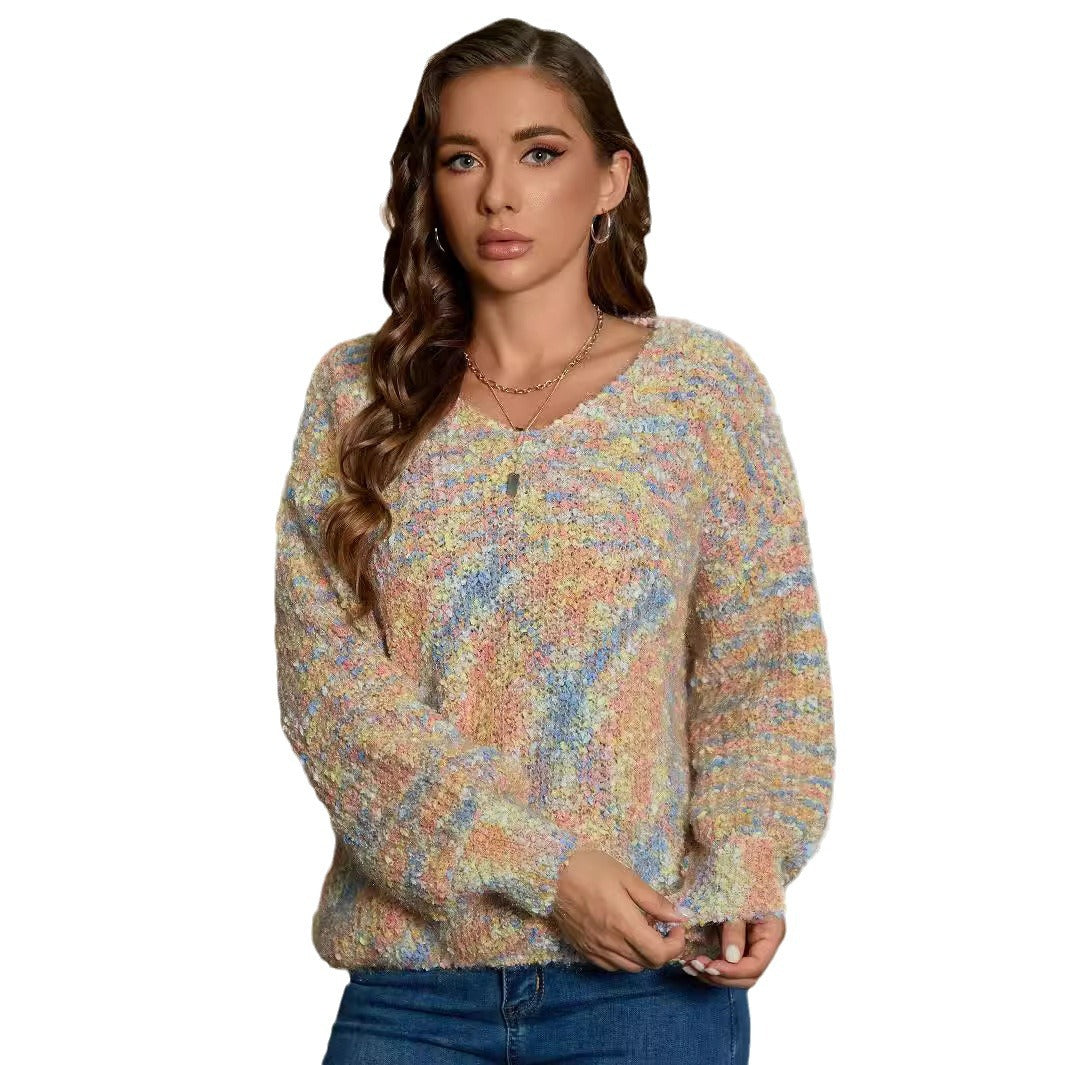 Damen Flauschiger Pullover mit buntem Muster Stalluxe