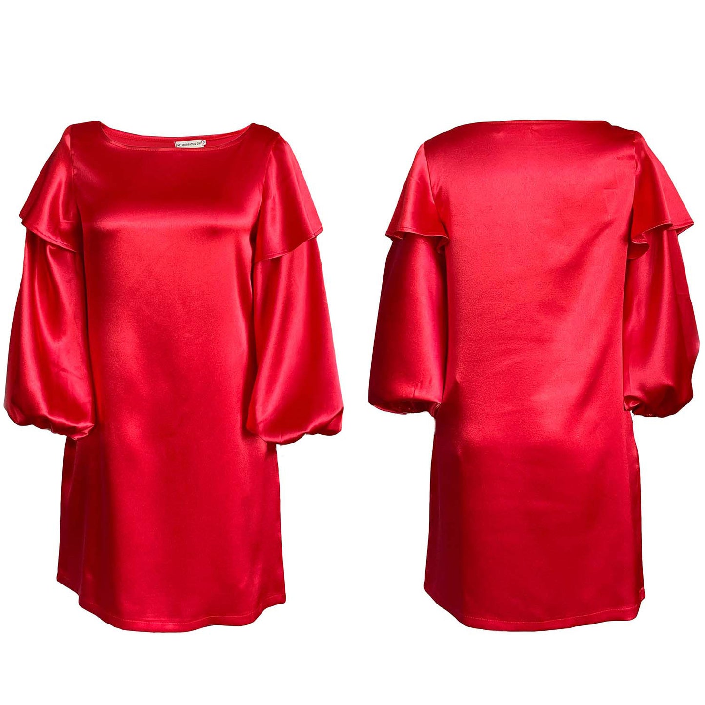 Damen elegantes Kleid mit schwingenden Volumenärmeln Stalluxe