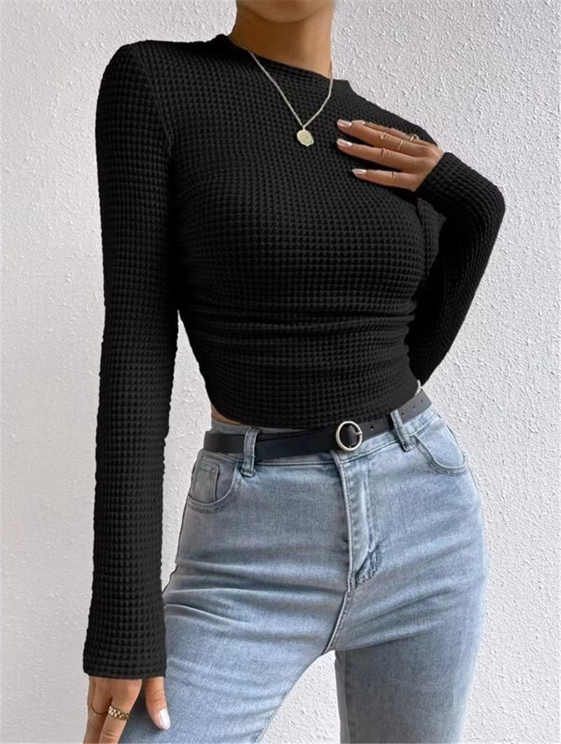 Damen Langarm Shirt aus strukturiertem Waffelstoff Stalluxe