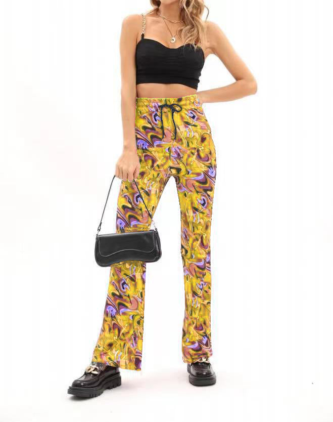 Damen Modeflair Hose mit künstlerischem Muster und elastischem Bund Stalluxe
