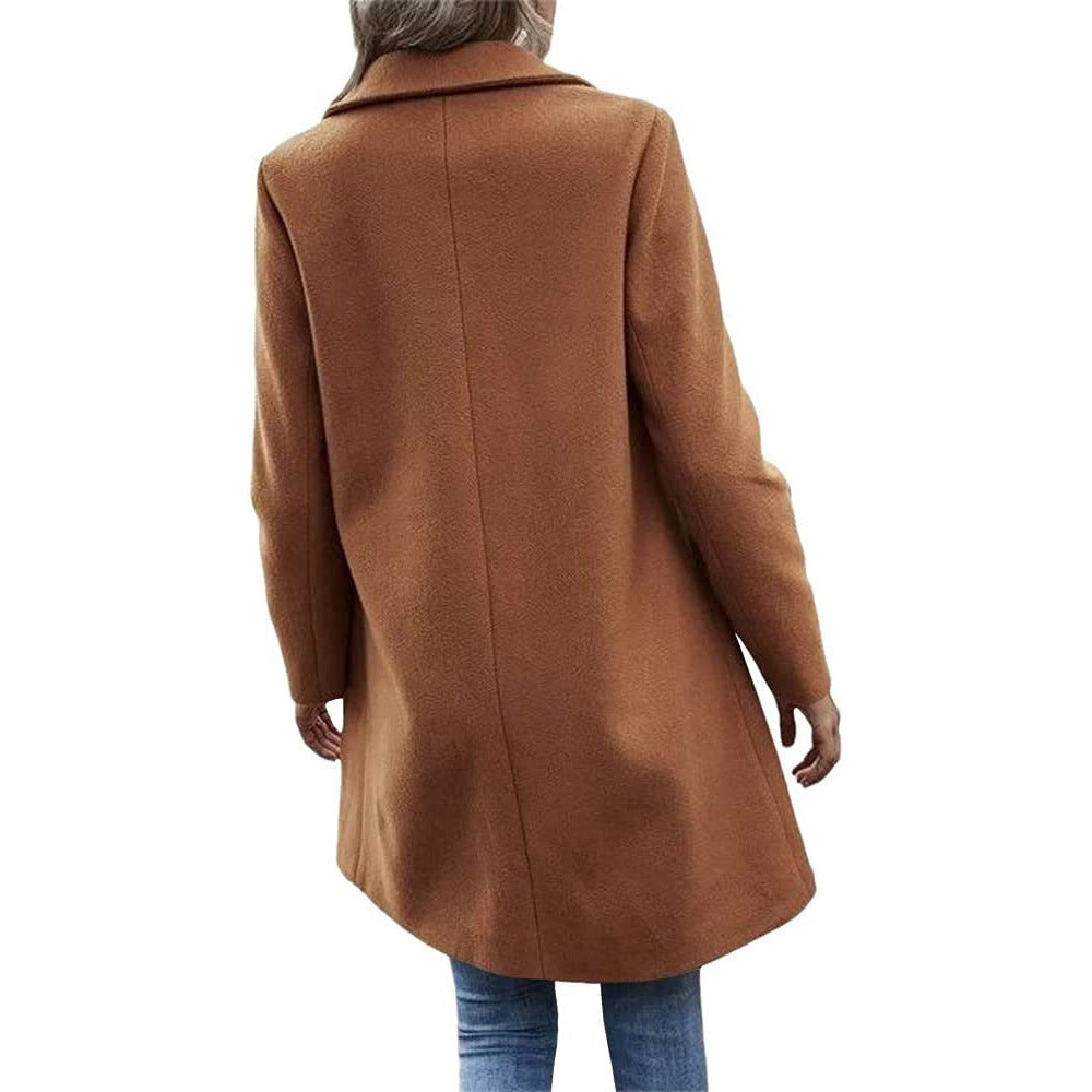 Damen modischer Wollmantel mit elegantem Revers Stalluxe