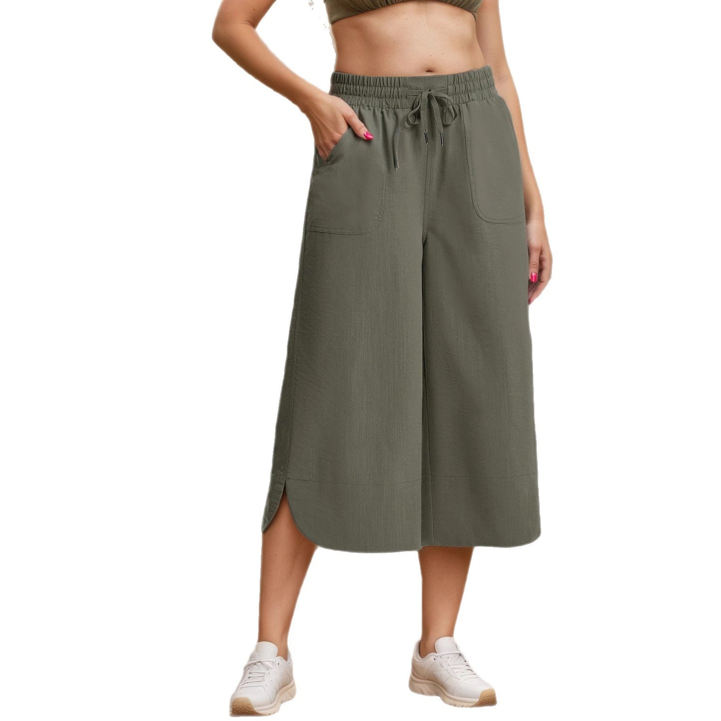 Women's Drawstring Culotte Pants Stalluxe