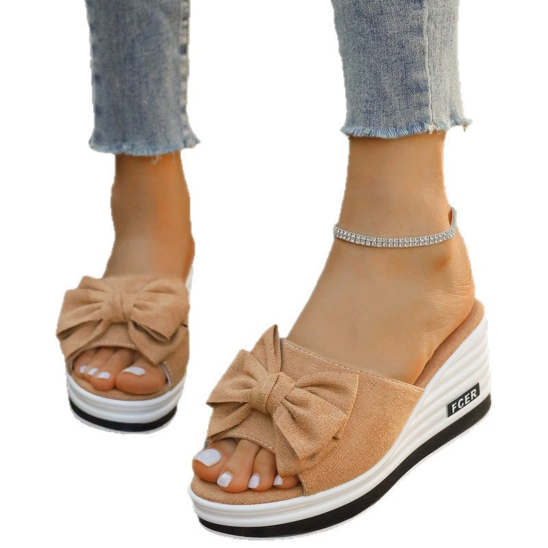 Damen Plateausandalen mit modischer Schleifenapplikation und komfortabler Sohle Stalluxe