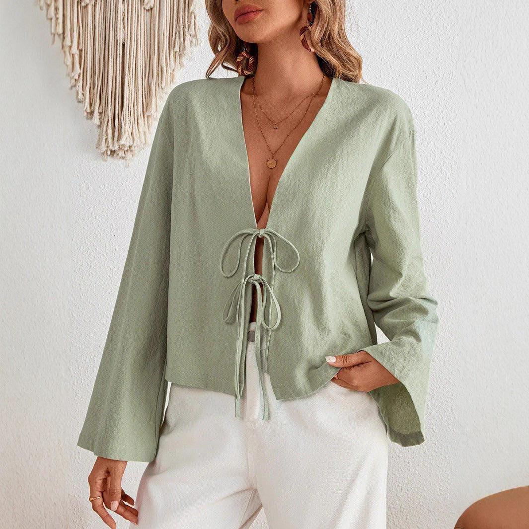Damen modische Bluse mit weitem Arm Stalluxe