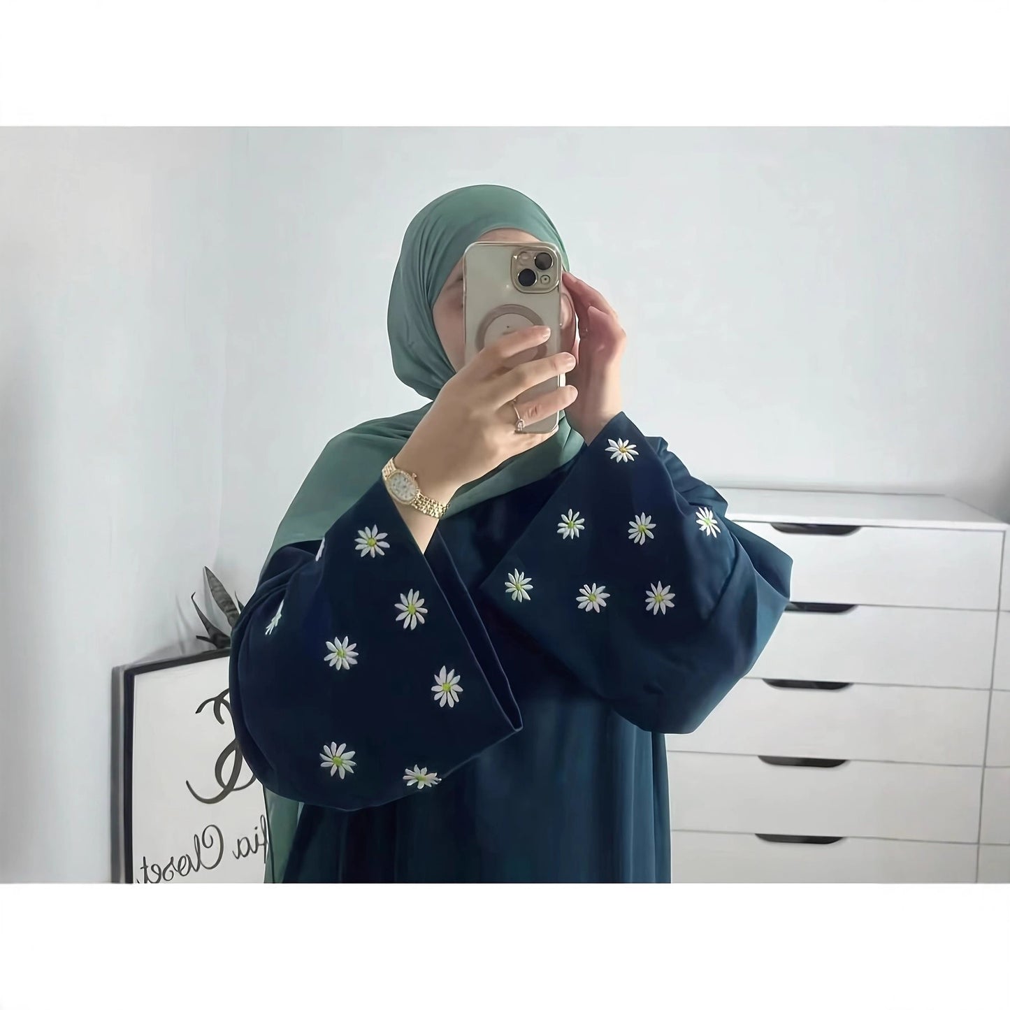 Damen elegantes Tunikakleid mit floralem Stickmuster Stalluxe