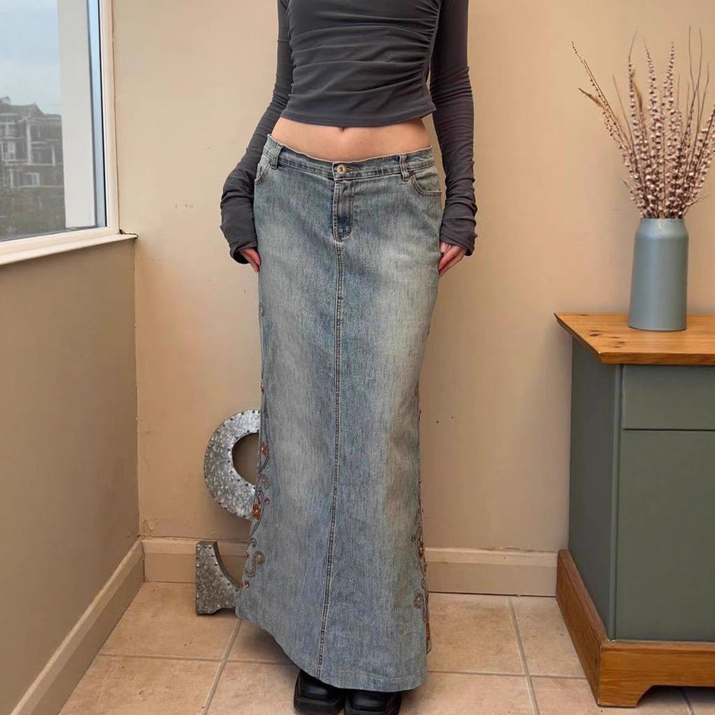 Damen Maxirock mit floralen Stickereien Stalluxe