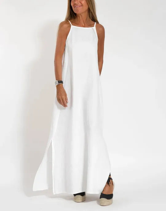 Damen elegantes Maxikleid mit feinen Trägern und schwingendem Saum Stalluxe