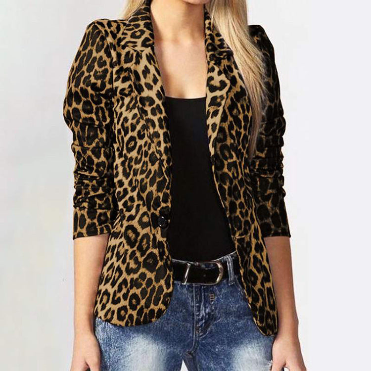 Damen Modischer Blazer im Leopardenmuster mit eleganten Details Stalluxe