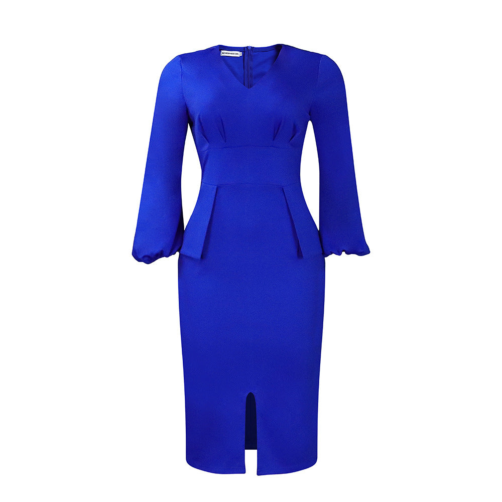 Damen Midikleid mit elegantem V-förmigen Ausschnitt und Rüschendetails Stalluxe