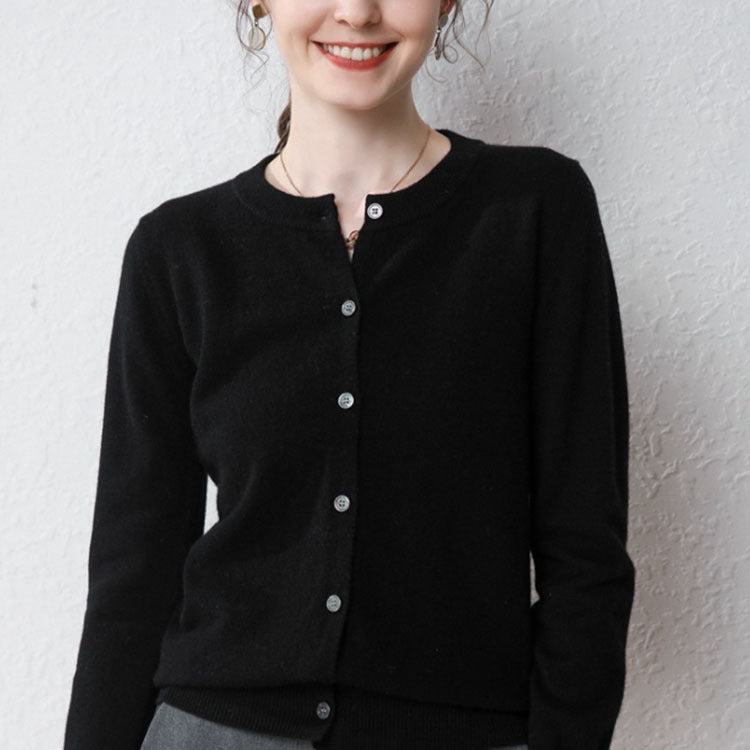 Damen Langärmliger Cardigan aus weichem Feinstrick mit Knopfleiste Stalluxe