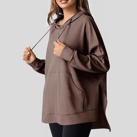 Damen Oversized Kapuzenpullover mit seitlichen Schlitzen und praktischen Taschen Stalluxe