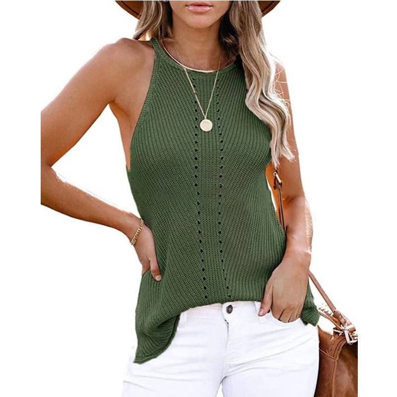 Damen luftiges Sommerstricktop mit elegantem Racerback-Design Stalluxe
