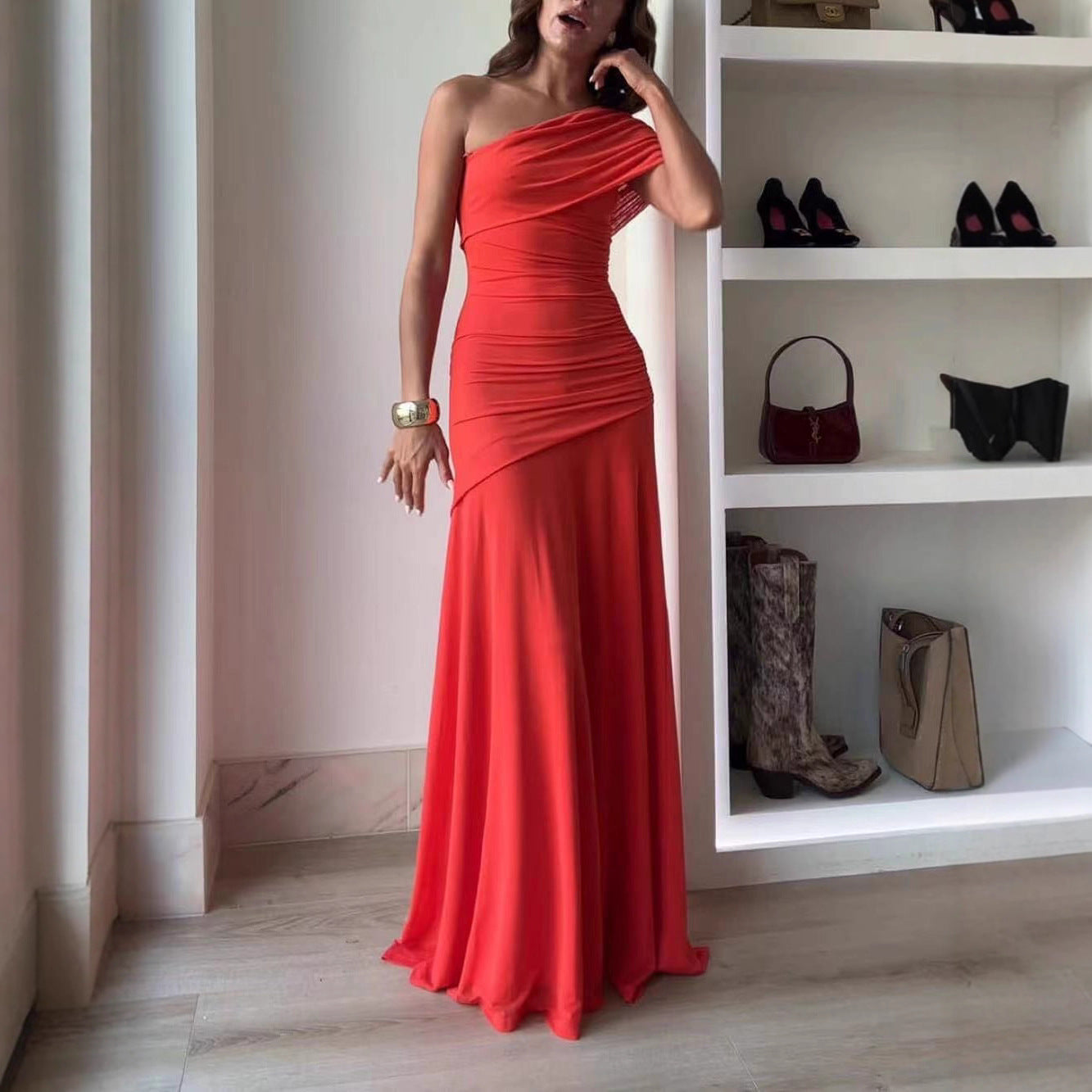Damen Elegantes Wickelkleid mit asymmetrischem Schnitt Stalluxe