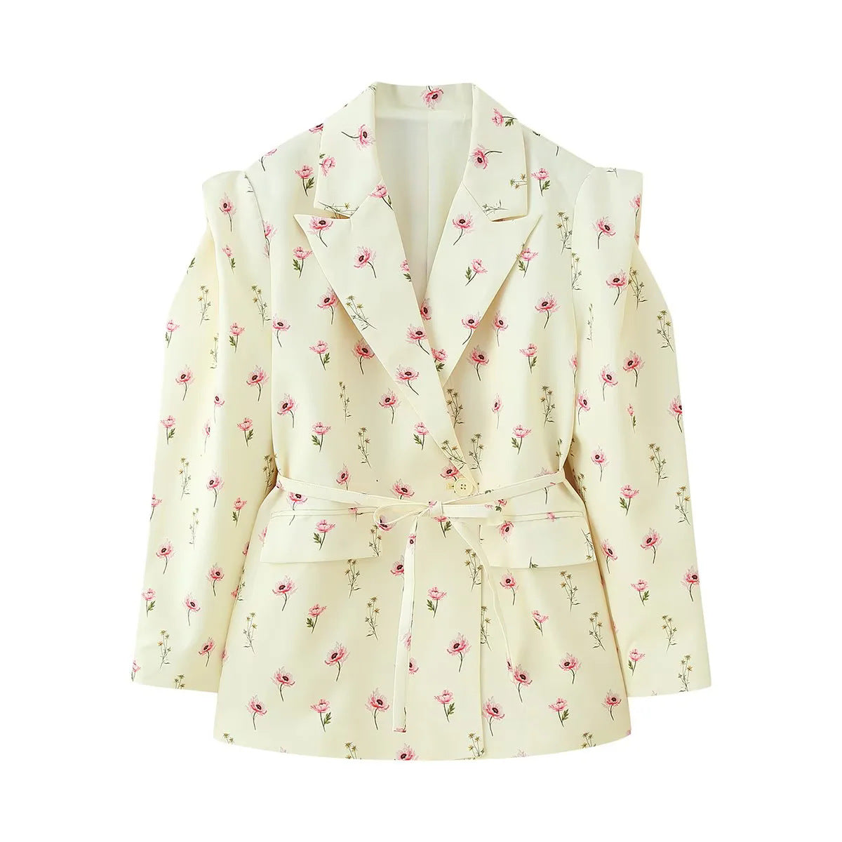 Damen Modische Blazerjacke mit Gürtel und Seidenoptik Stalluxe