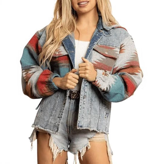 Damen Denimjacke im lässigen Boho-Stil mit Kapuze Stalluxe