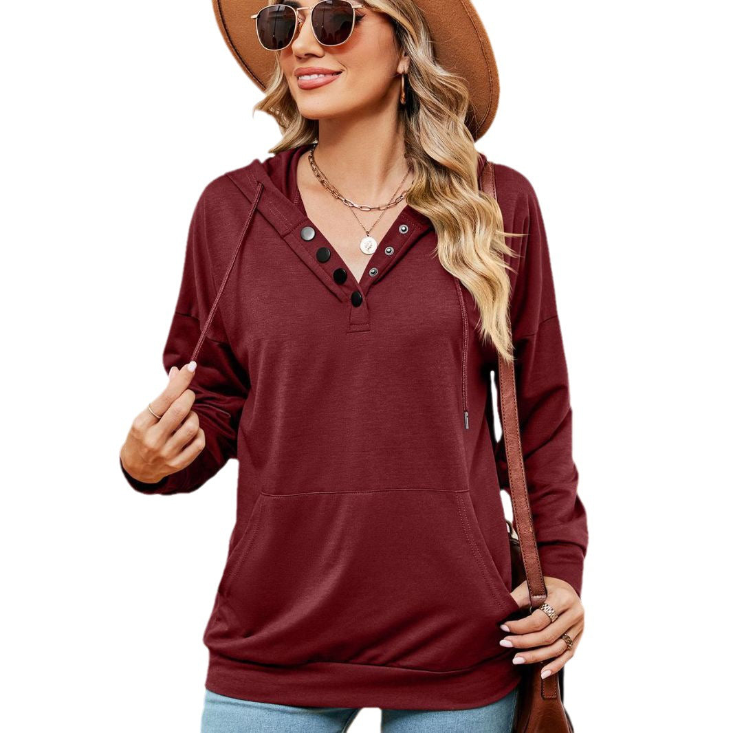 Damen Kapuzenpullover mit modischen Knopfdetails Stalluxe