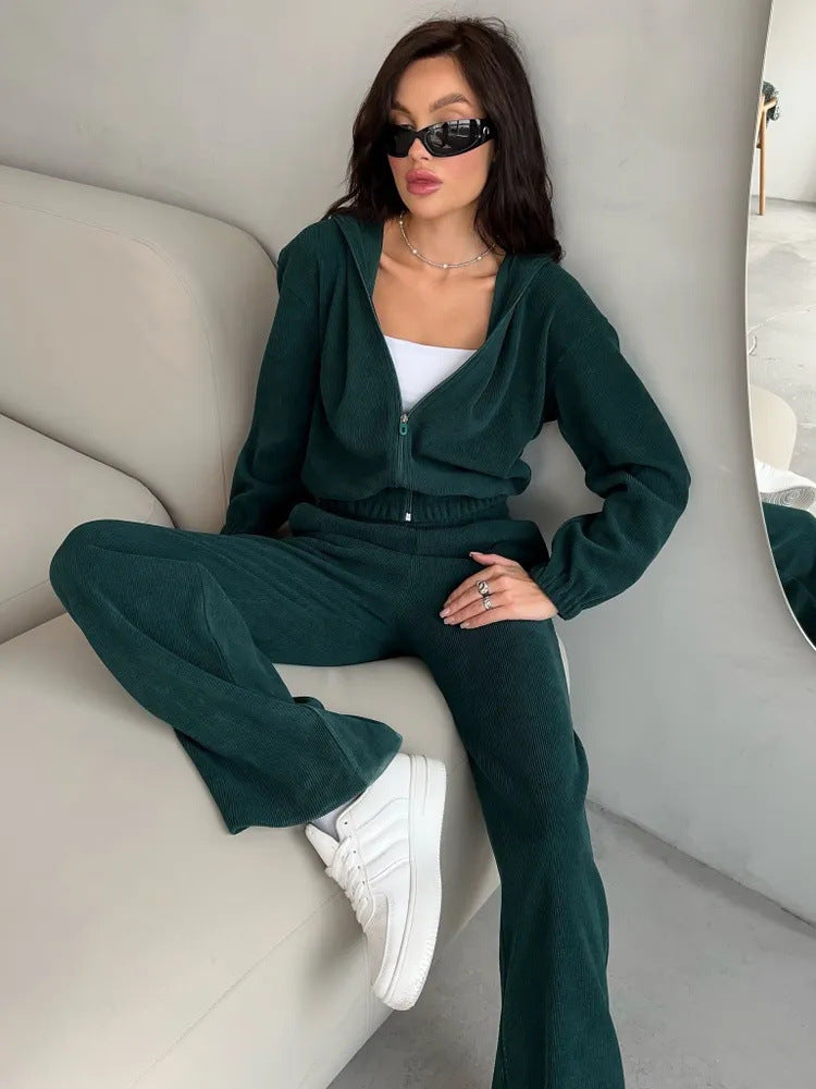 Damen lässige Cropped Hoodie mit strukturierter Oberfläche und elastischem Bund Stalluxe
