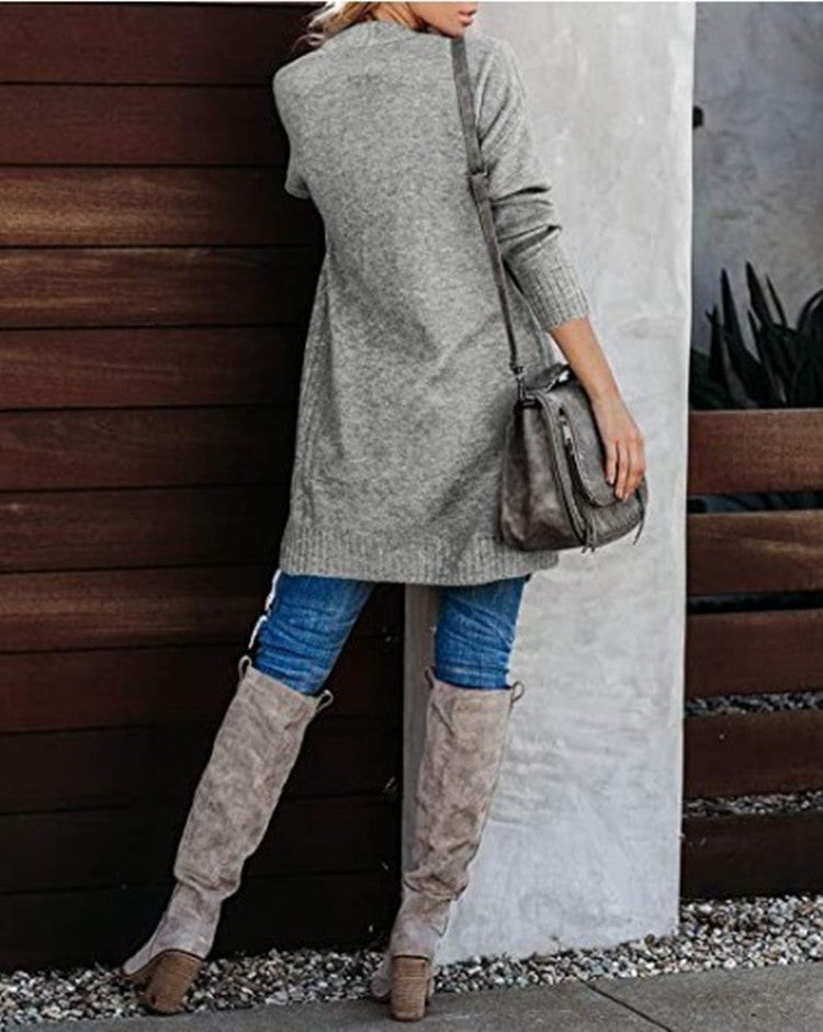 Damen Lange Strickjacke mit offenem Schnitt und lässigem Design Stalluxe