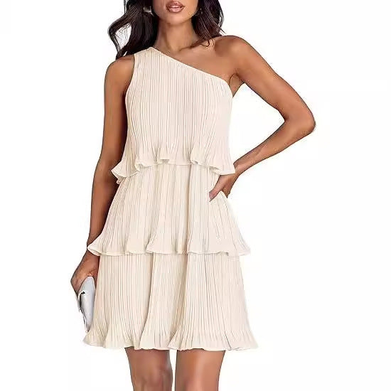 Damen asymmetrisches Flatterkleid mit Rüschendetails Stalluxe