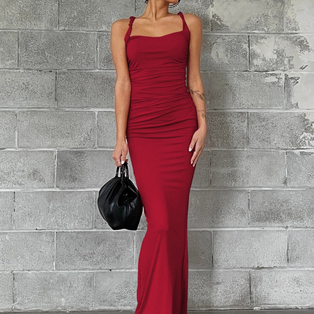Damen Figurbetontes Maxikleid mit raffinierten Rüschendetails Stalluxe