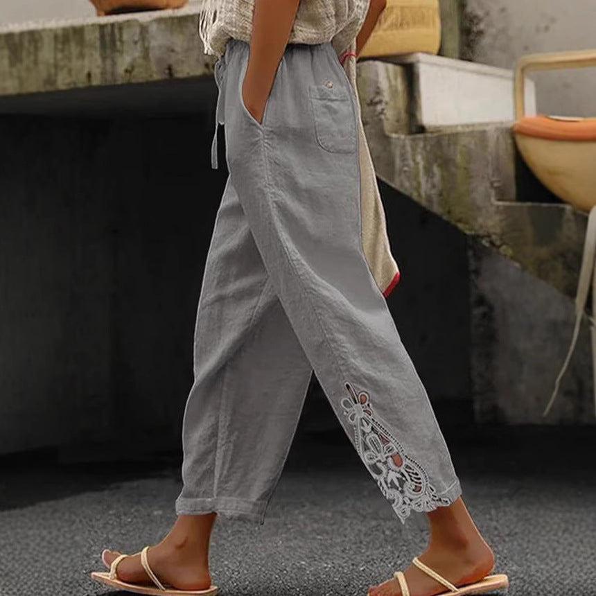 Damen Freizeithose mit aufwendigen Stickereien Stalluxe