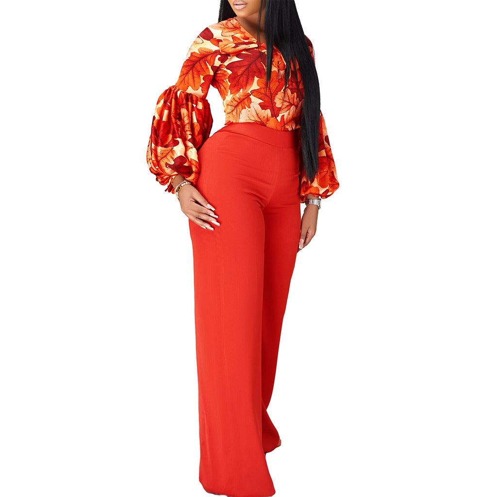 Damen Modischer Jumpsuit mit weit geschnittenen Beinen und auffälligem Blütenmuster Stalluxe