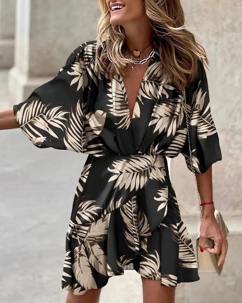 Damen Minimalistisches Kurzarm Kleid Stalluxe